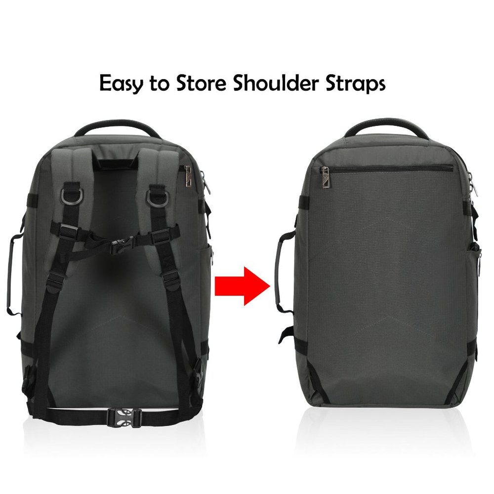 Hynes Eagle Travel Backpack 40L Flight Approved Carry on Backpack - Grey - Picture 4 of 7